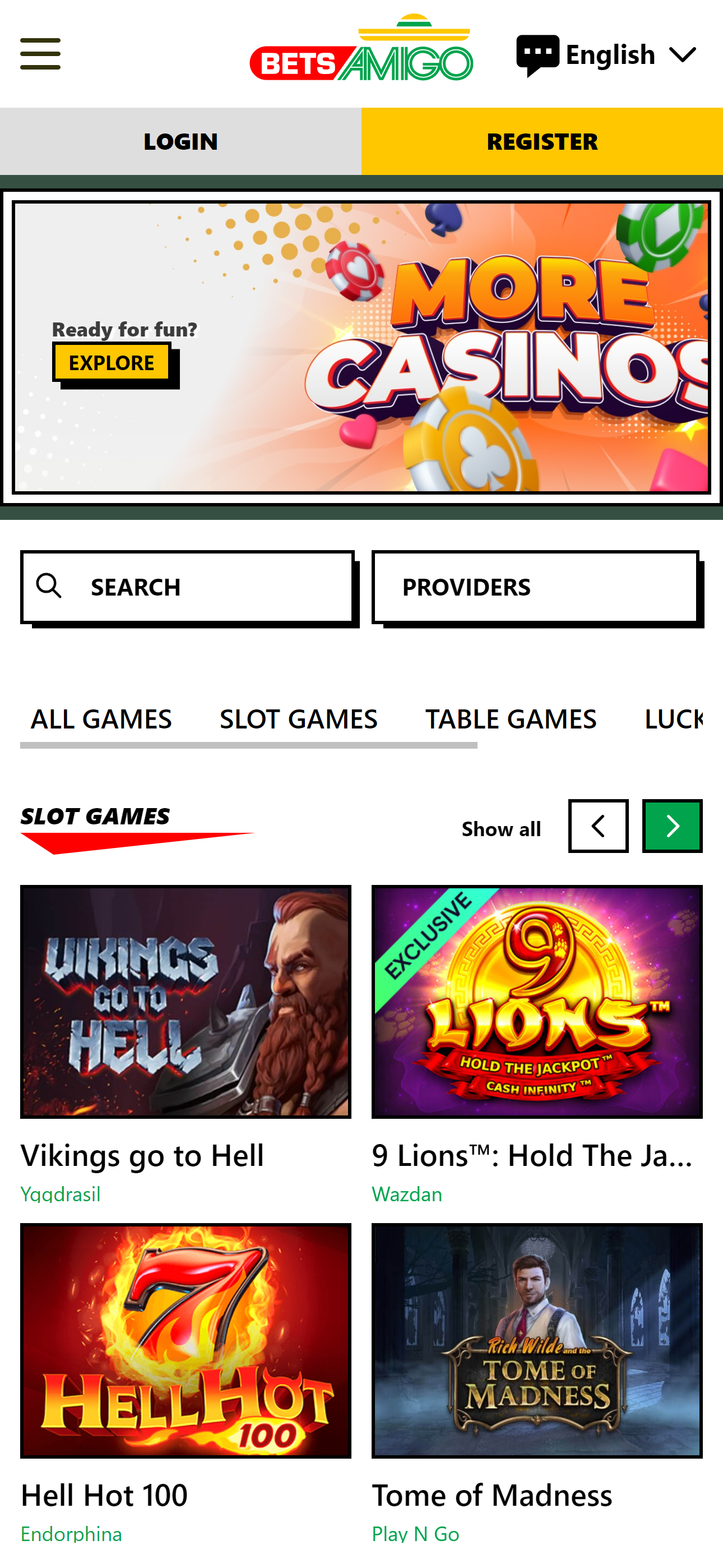 Betsamigo Casino — mobiel
